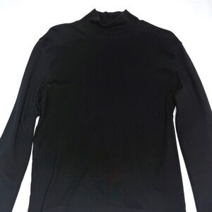 Pendleton Black Sweater Petite M 100% Cotton Vintage Cozy Mock Neck